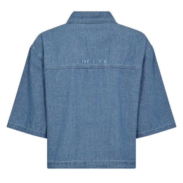 IVY COPENHAGEN - UTA OVERSIZE SS CHAMBRAY SHIRT | DENIM BLUE