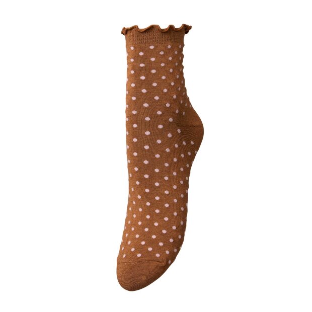 BECK SØNDERGAARD - DOTTED FRILLA SHORT SOCK | MOCHA BROWN
