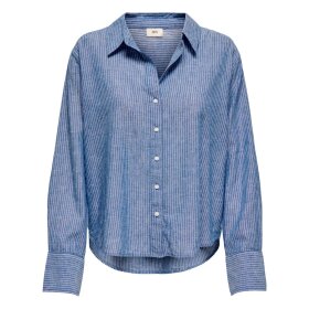 JDY - MILA L/S LOOSE LINEN SHIRT | STAR SAPPHIRE