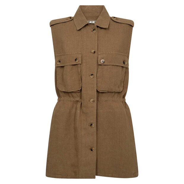 IVY COPENHAGEN - VIOLET LINEN SLEEVELESS JACKET | DESERT