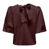 JDY - MONILA 2/4 TENCEL BOW TOP | COFFEE BEAN