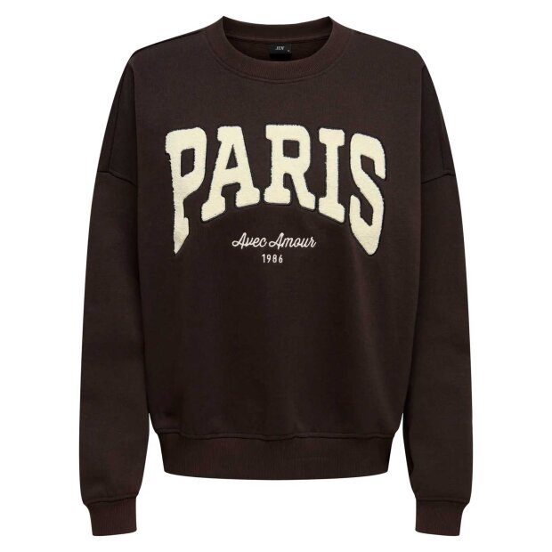 JDY - MESA L/S O-NECK EMB SWEAT | GANACHE