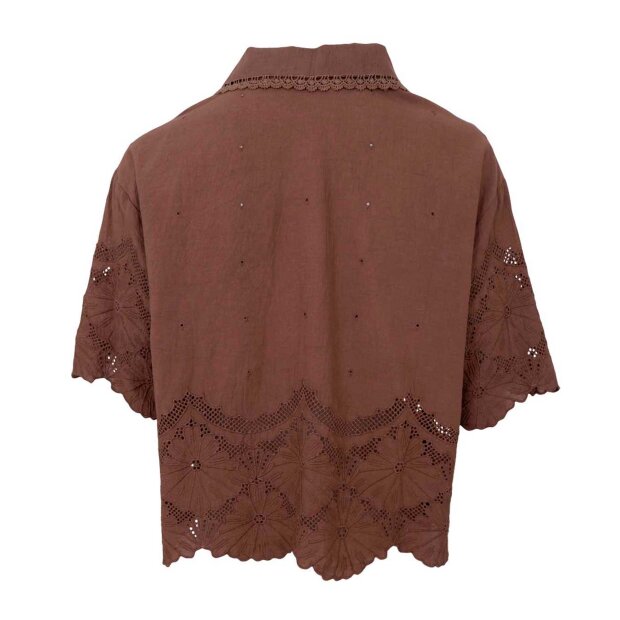 BLACK COLOUR - AGNETA LACE BLOUSE | ESPRESSO
