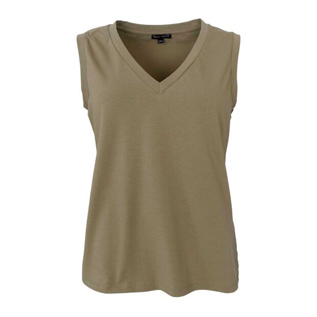 BLACK COLOUR - MAY V-NECK TOP | LT. ARMY