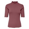 JDY - FRANSISKA 2/4 HI-NECK TOP | ROSE BROWN