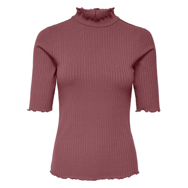 JDY - FRANSISKA 2/4 HI-NECK TOP | ROSE BROWN