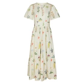 NEO NOIR - GARDENA FLOWER RANK DRESS | OFF WHITE