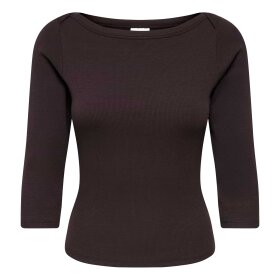 JDY - MALLI 3/4 BOATNECK BLUSE | CHOCOLATE BROWN