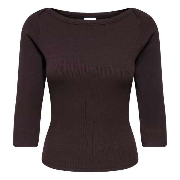 JDY - MALLI 3/4 BOATNECK BLUSE | CHOCOLATE BROWN