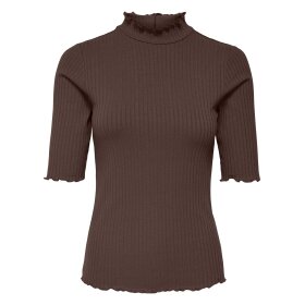JDY - FRANSISKA 2/4 HI-NECK TOP | CHOCOLATE BROWN