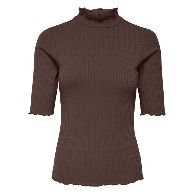 JDY - FRANSISKA 2/4 HI-NECK TOP | CHOCOLATE BROWN
