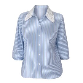 CONTINUE COPENHAGEN - NELLY STRIPE EMB SHIRT | BLUE STRIPE