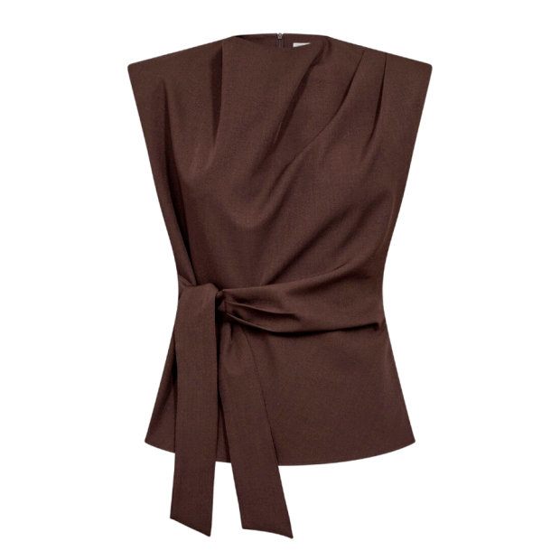 CO COUTURE - LUNA PLEAT TOP | DARK BROWN