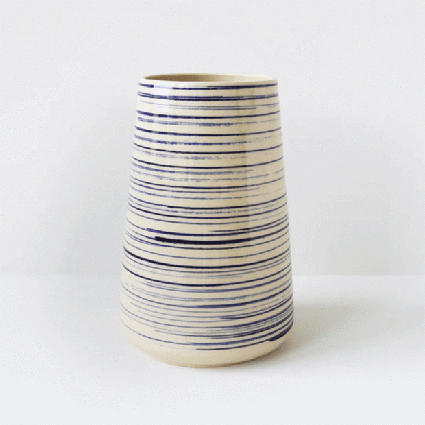 BORNHOLMS KERAMIKFABRIK - VASE MEDIUM | BLUE PINSTRIPE