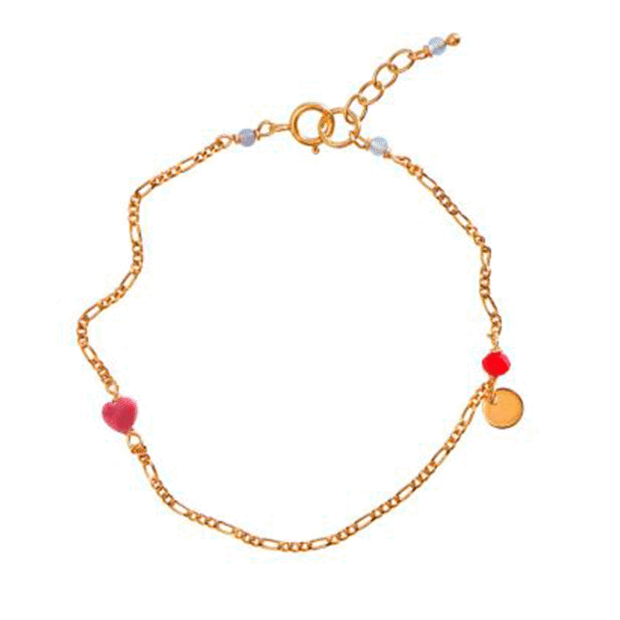 STINE A - HARLEQUIN BRACELET - PINK HEART | FORGYLDT