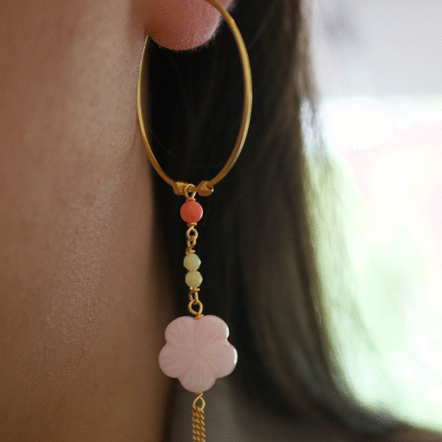 STINE A - CHERRY BLOSSOM HOOP EARRING