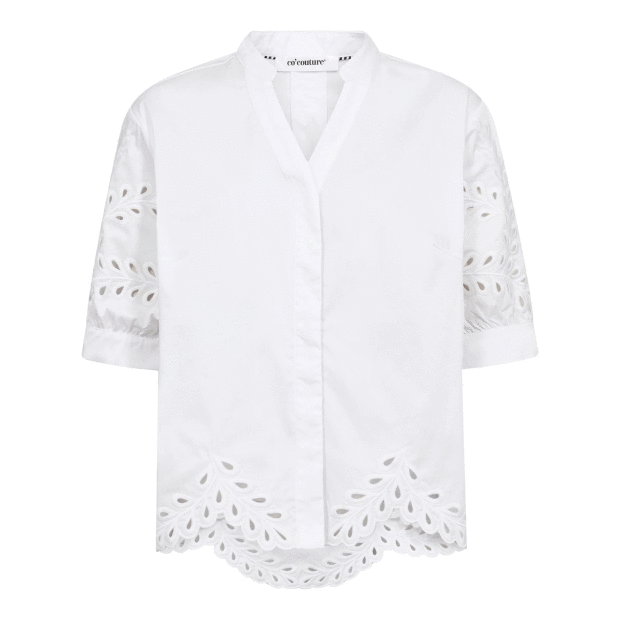 CO COUTURE - POPPY EMB. V-SHIRT | WHITE
