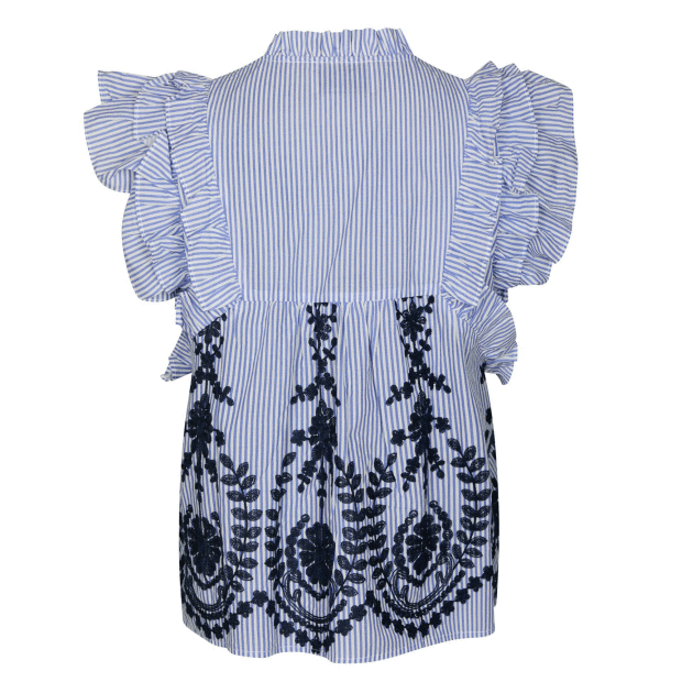 NEO NOIR - JAYLA STRIPE EMBROIDERY TOP | BLUE
