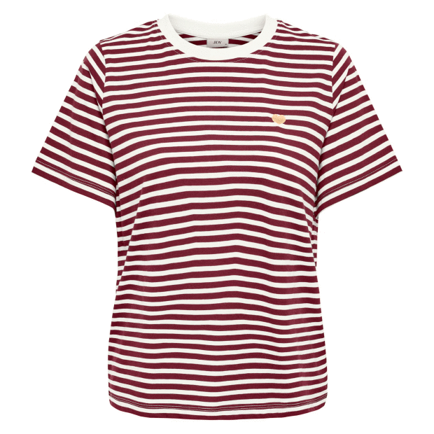 JDY - PISA S/S PRINT T-SHIRT | CLOUD DANCER/BORDEAUX