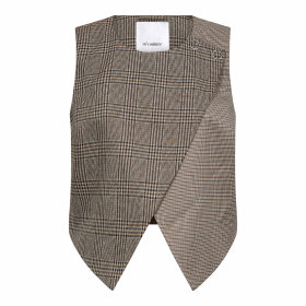 CO COUTURE - VEYA CHECK WRAP VEST | BROWN