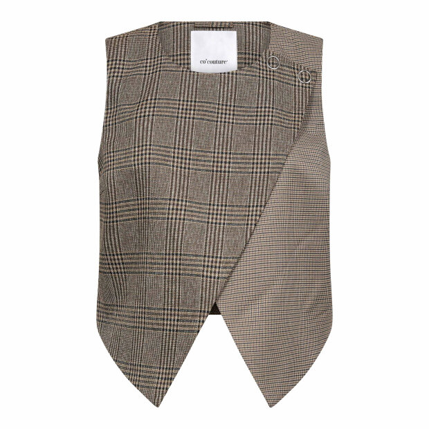 CO COUTURE - VEYA CHECK WRAP VEST | BROWN