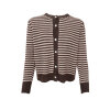 BLACK COLOUR - DELL STRIPED KNIT CARDIGAN | COFFEE BLACK COLOUR - DELL STRIPED KNIT CARDIGAN | COFFEE