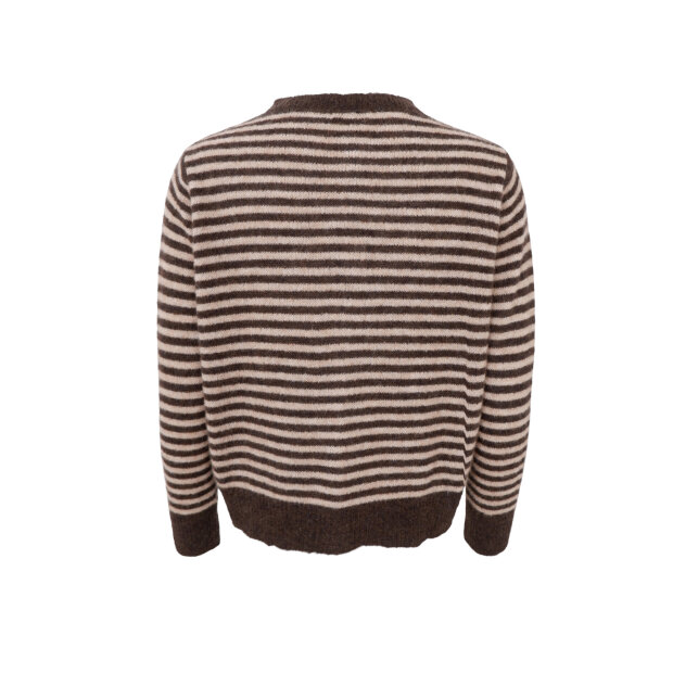 BLACK COLOUR - DELL STRIPED KNIT CARDIGAN | COFFEE