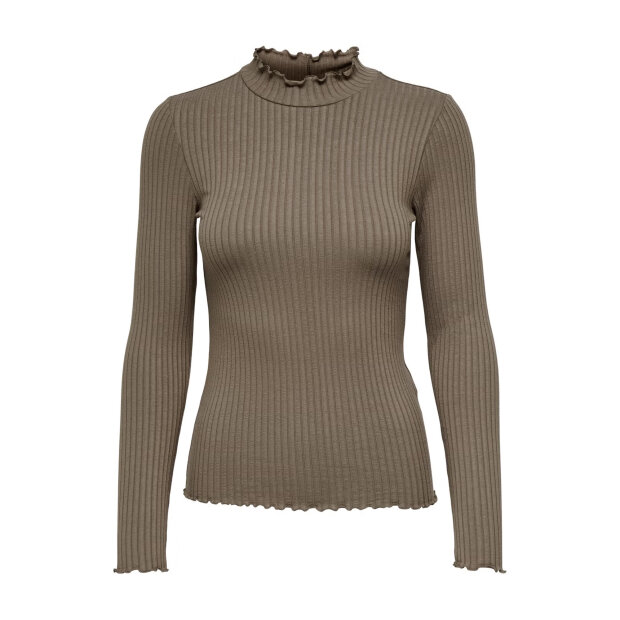 JDY - FRANSISKA L/S HI-NECK TOP | WALNUT