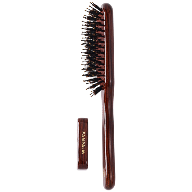 FAN PALM - BEECH WOOD BOAR + NYLON TALL SLIM | EBONY GLOSSY BROWN