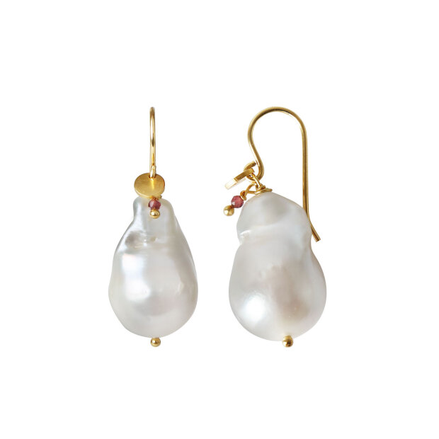 STINE A - BAROQUE PEARL EARRING WITH GEMSTONE 1PC | FORGYLDT