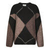 NEO NOIR - INGA CHECK FLUFF KNIT BLOUSE | DARK BROWN NEO NOIR - INGA CHECK FLUFF KNIT BLOUSE | DARK BROWN