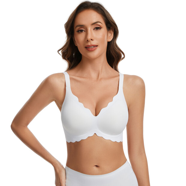 FEMIFEMME - SOFTSCALLOP FULL COVERAGE BØJLEFRI BH | WHITE