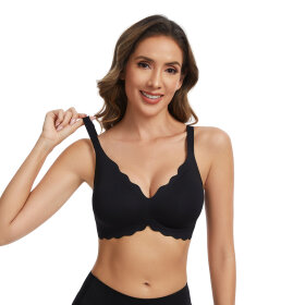 FEMIFEMME - SOFTSCALLOP FULL COVERAGE BØJLEFRI BH | BLACK
