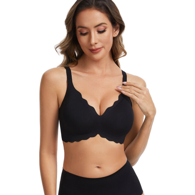 FEMIFEMME - SOFTSCALLOP FULL COVERAGE BØJLEFRI BH | BLACK
