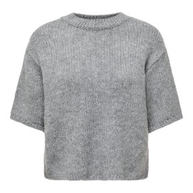 JDY - DICTE S/S PULL O-NECK KNIT | MEDIUM GREY