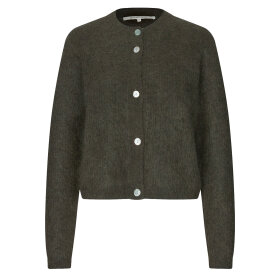 SECOND FEMALE - ANDREA KNIT RIB LS CARDIGAN | BLACK OLIVE
