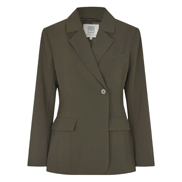 SECOND FEMALE - FIQUE FITTED BLAZER | BLACK OLIVE