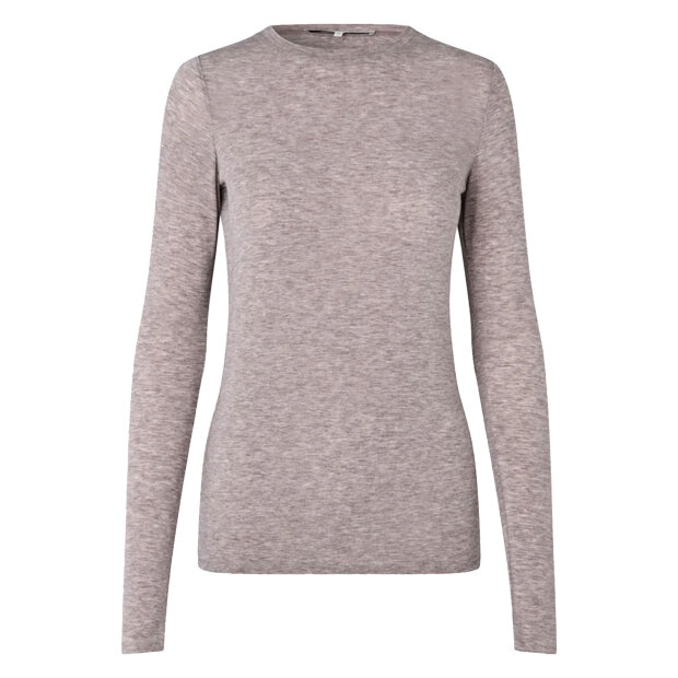 SECOND FEMALE - MATIMA O-NECK TEE | MID BROWN MELANGE
