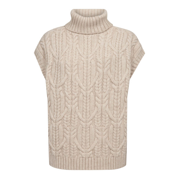 CO COUTURE - ROW OVERSIZE CABLE KNIT VEST | CREME
