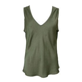 BLACK COLOUR - MABEL DOUBLE V-NECK TOP | ARMY