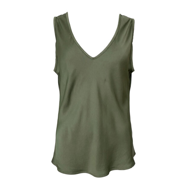 BLACK COLOUR - MABEL DOUBLE V-NECK TOP | ARMY