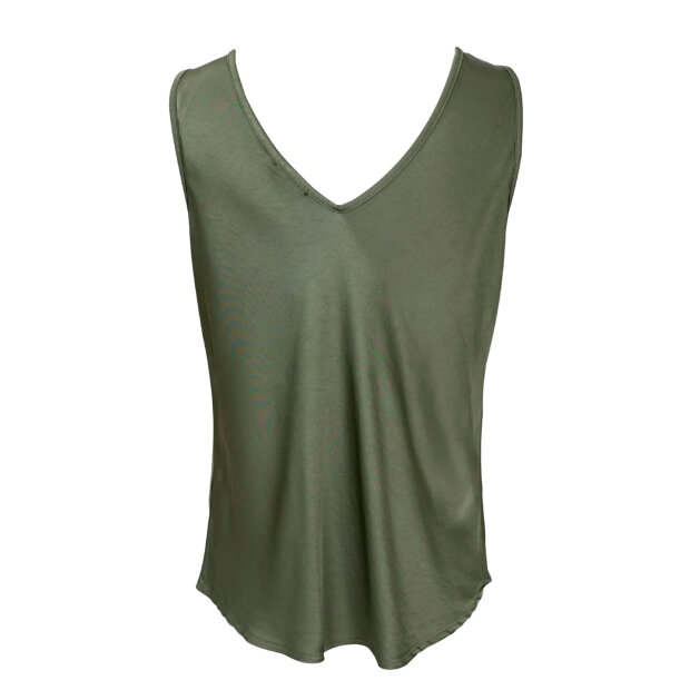 BLACK COLOUR - MABEL DOUBLE V-NECK TOP | ARMY