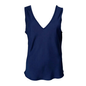 BLACK COLOUR - MABEL DOUBLE V-NECK TOP | DARK BLUE
