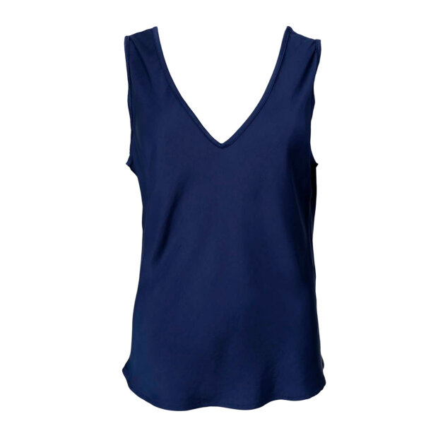 BLACK COLOUR - MABEL DOUBLE V-NECK TOP | DARK BLUE