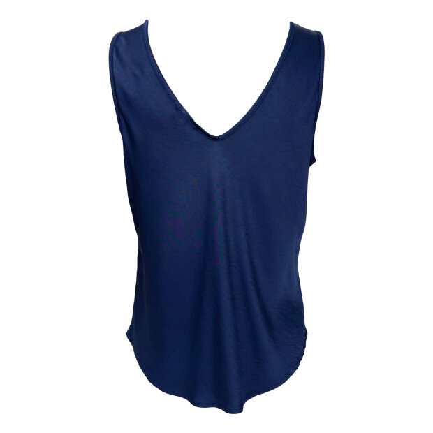 BLACK COLOUR - MABEL DOUBLE V-NECK TOP | DARK BLUE