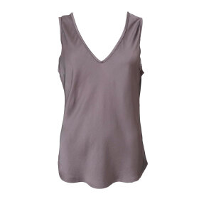 BLACK COLOUR - MABEL DOUBLE V-NECK TOP | TAUPE