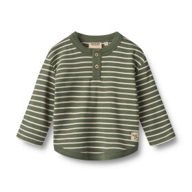 WHEAT - T-SHIRT L/S OSVALD | DARK GREEN STRIPE