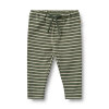 WHEAT - JERSEY PANTS MANFRED | DARK GREEN STRIPE
