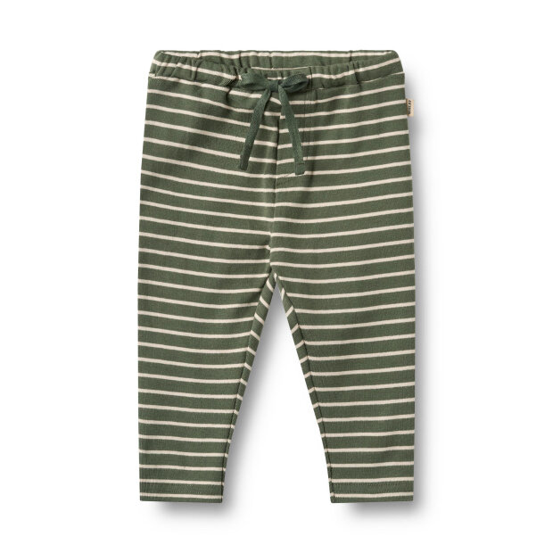 WHEAT - JERSEY PANTS MANFRED | DARK GREEN STRIPE