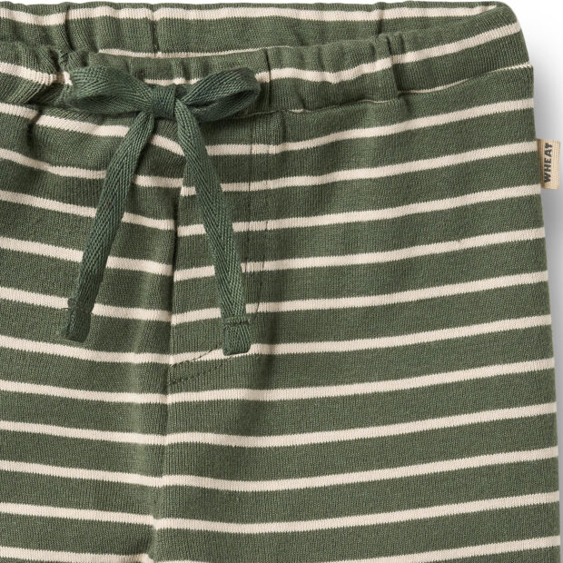 WHEAT - JERSEY PANTS MANFRED | DARK GREEN STRIPE